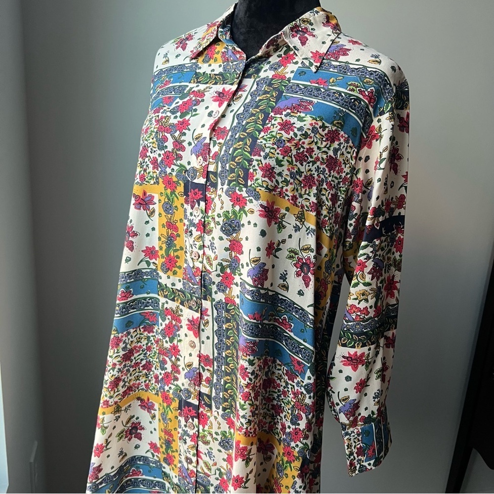NATURAL LIFE Colorful Floral Button Down Shirt Dress - Picture 3 of 10